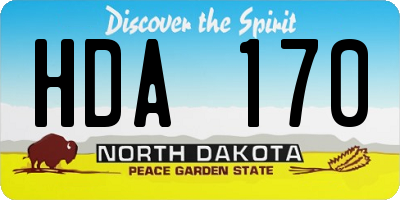ND license plate HDA170