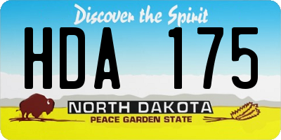 ND license plate HDA175