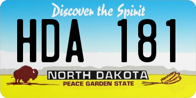 ND license plate HDA181