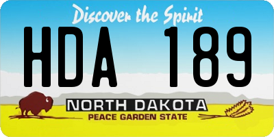 ND license plate HDA189