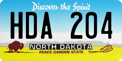 ND license plate HDA204
