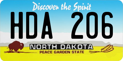 ND license plate HDA206