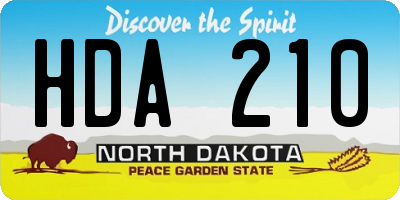 ND license plate HDA210