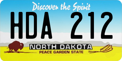 ND license plate HDA212