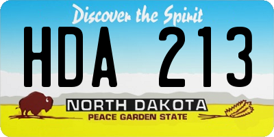 ND license plate HDA213