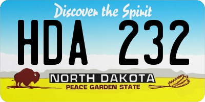 ND license plate HDA232