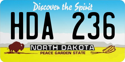 ND license plate HDA236