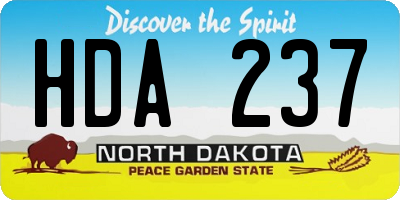 ND license plate HDA237