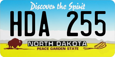 ND license plate HDA255
