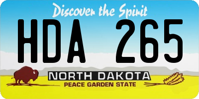 ND license plate HDA265