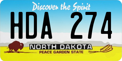 ND license plate HDA274