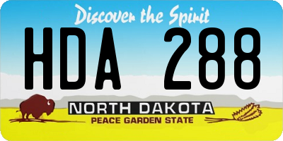 ND license plate HDA288
