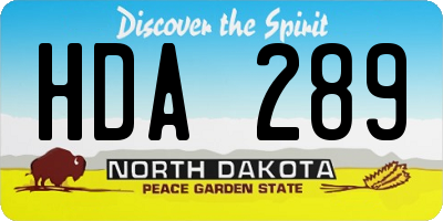 ND license plate HDA289