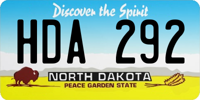 ND license plate HDA292