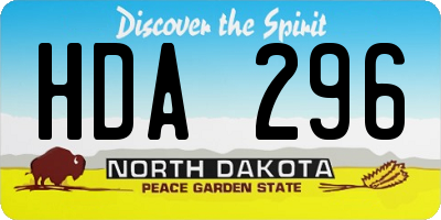 ND license plate HDA296