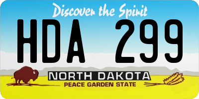 ND license plate HDA299