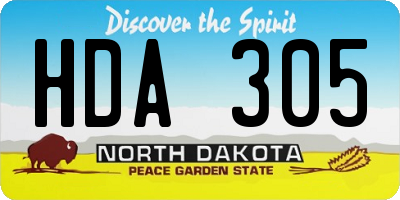 ND license plate HDA305
