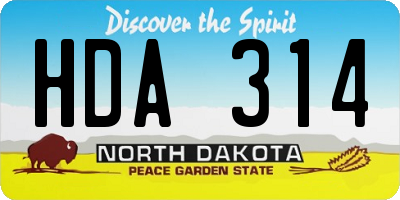 ND license plate HDA314