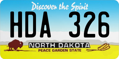 ND license plate HDA326