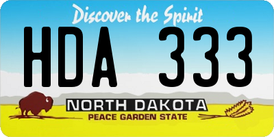 ND license plate HDA333