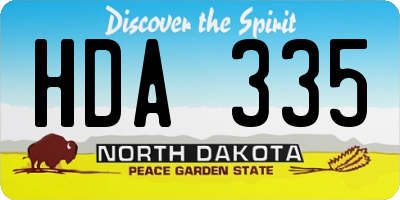 ND license plate HDA335