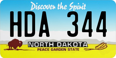 ND license plate HDA344