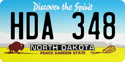 ND license plate HDA348