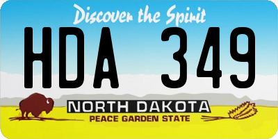 ND license plate HDA349