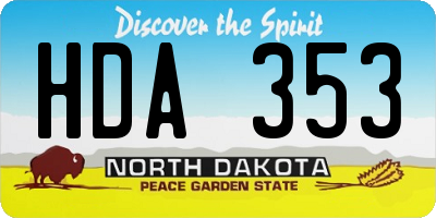 ND license plate HDA353