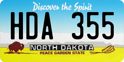 ND license plate HDA355