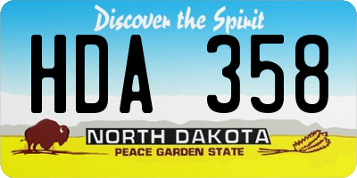 ND license plate HDA358