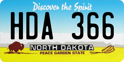 ND license plate HDA366