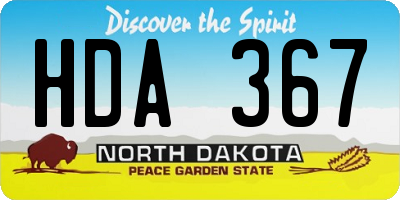 ND license plate HDA367