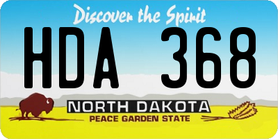 ND license plate HDA368