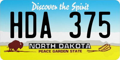 ND license plate HDA375
