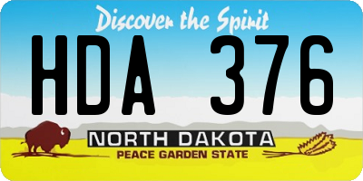 ND license plate HDA376