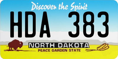 ND license plate HDA383