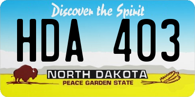 ND license plate HDA403
