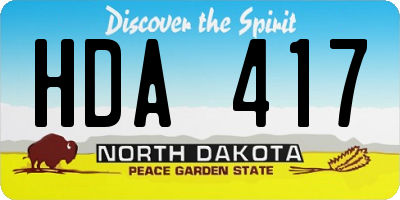 ND license plate HDA417