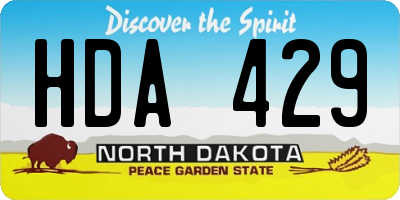 ND license plate HDA429