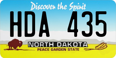 ND license plate HDA435