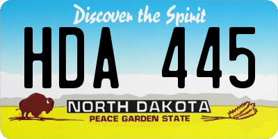 ND license plate HDA445