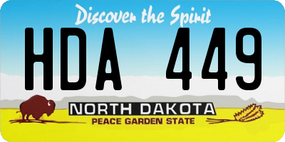 ND license plate HDA449