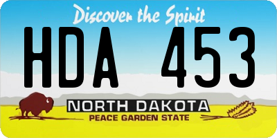 ND license plate HDA453