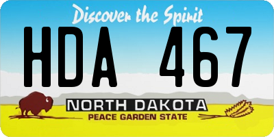 ND license plate HDA467
