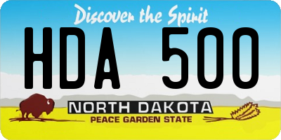 ND license plate HDA500