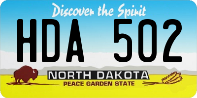 ND license plate HDA502