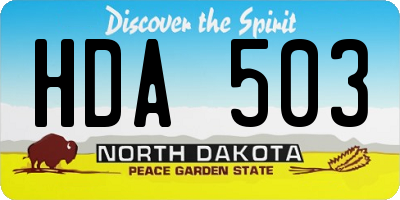 ND license plate HDA503