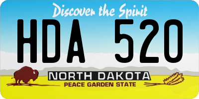 ND license plate HDA520