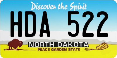 ND license plate HDA522